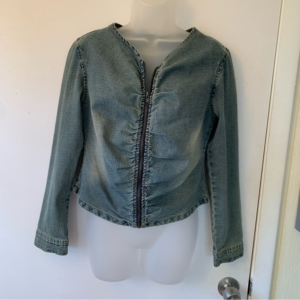 Jou Jou Ladies Vintage look Fitted zipper jean jacket size M